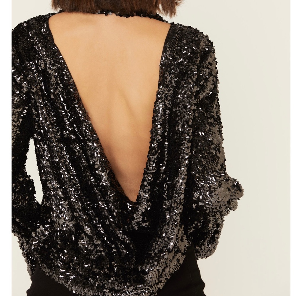 Free People Moonstruck Open Back Blouse